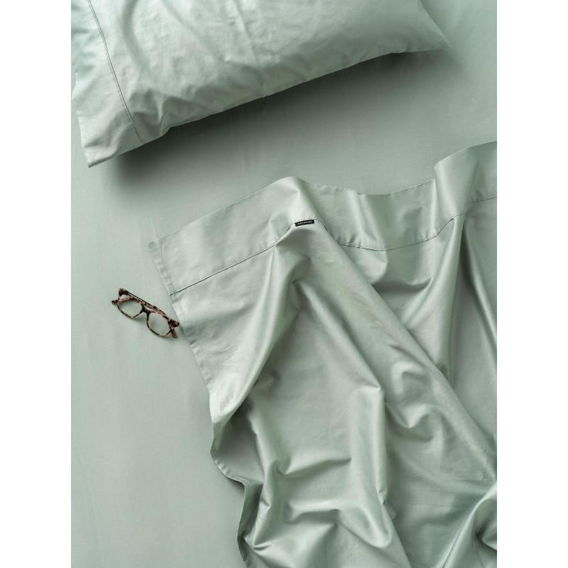 Linen House Augusta 500TC Cotton Sateen Sheet Set | Single | Green Gum